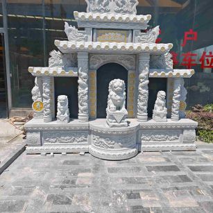景德镇芝麻白中国黑石材套墓 花岗岩墓碑